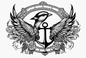 Anchor sparrow cross eye tattoo idea