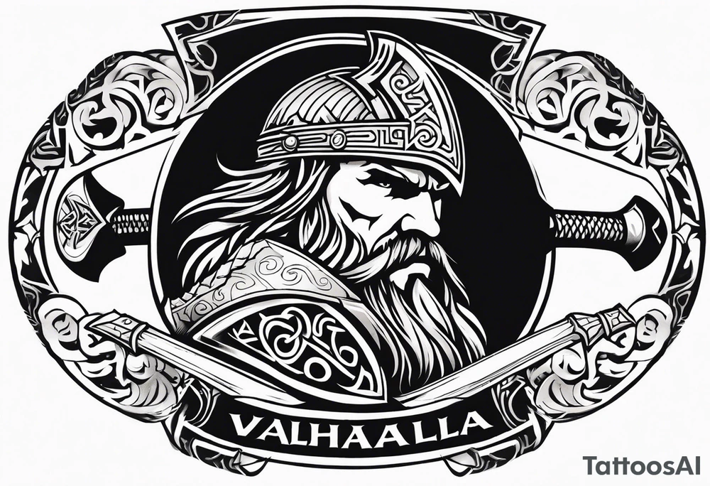 Valhalla viking shield axe sword warrior tattoo idea