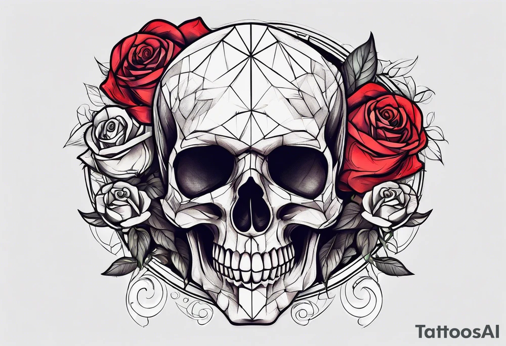 skull and roses tattoo idea