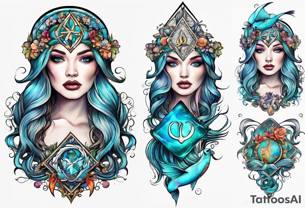 My daughters name BRINLEY KAY & her AQUARIUS zodiac sign tattoo idea