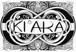 Tattoo with the word Kiara inside an infinity loop tattoo idea