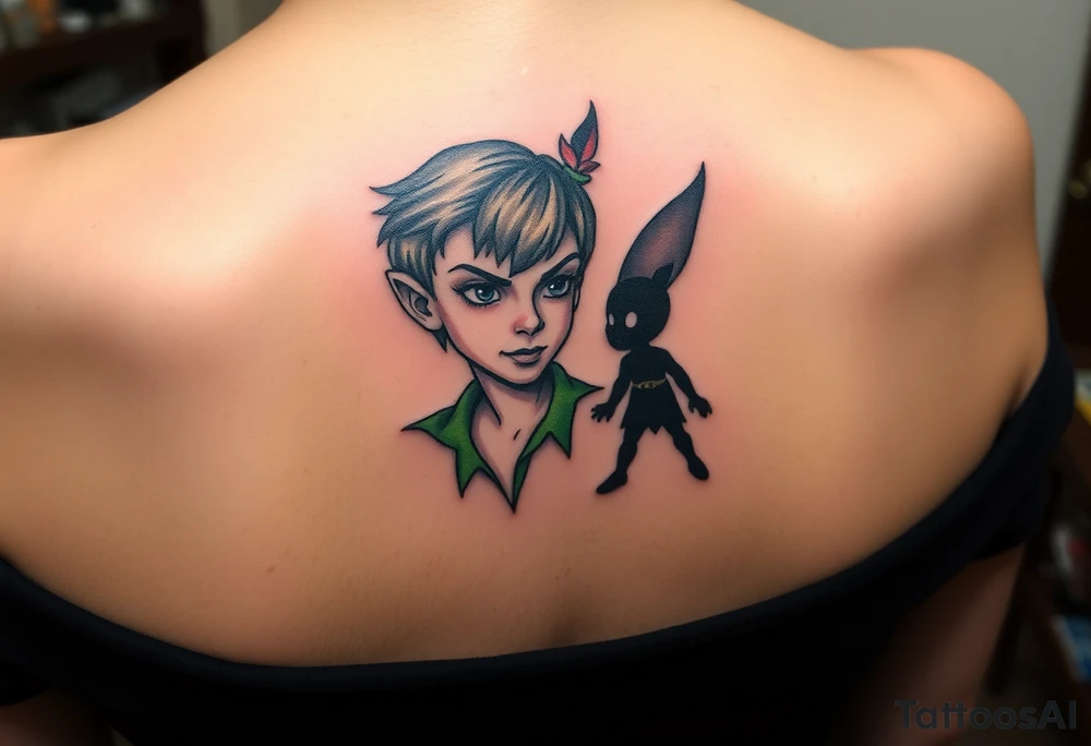 Peter Pan and hes shadow tattoo idea