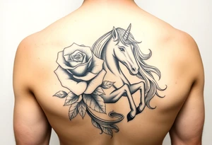 Yellow rose and unicorn tattoo idea