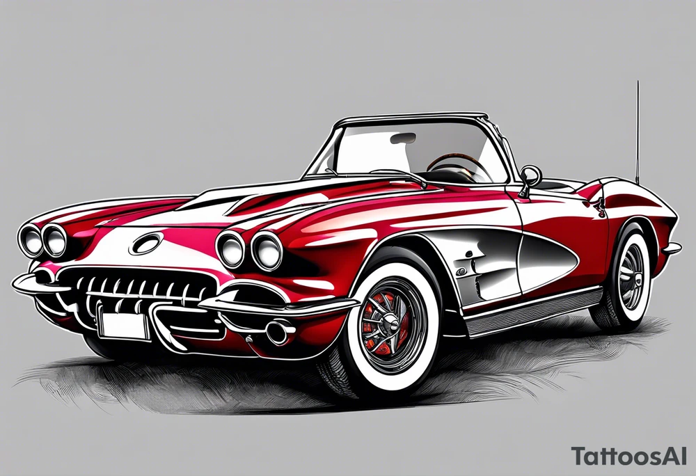 Skeleton driving corvette tattoo idea