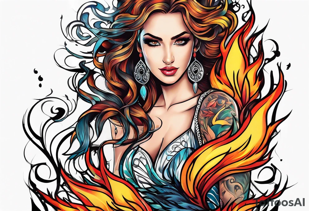 Music on fire tattoo idea