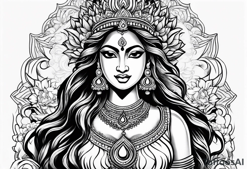 Durga with lotus tattoo idea