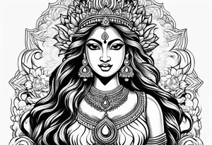 Durga with lotus tattoo idea