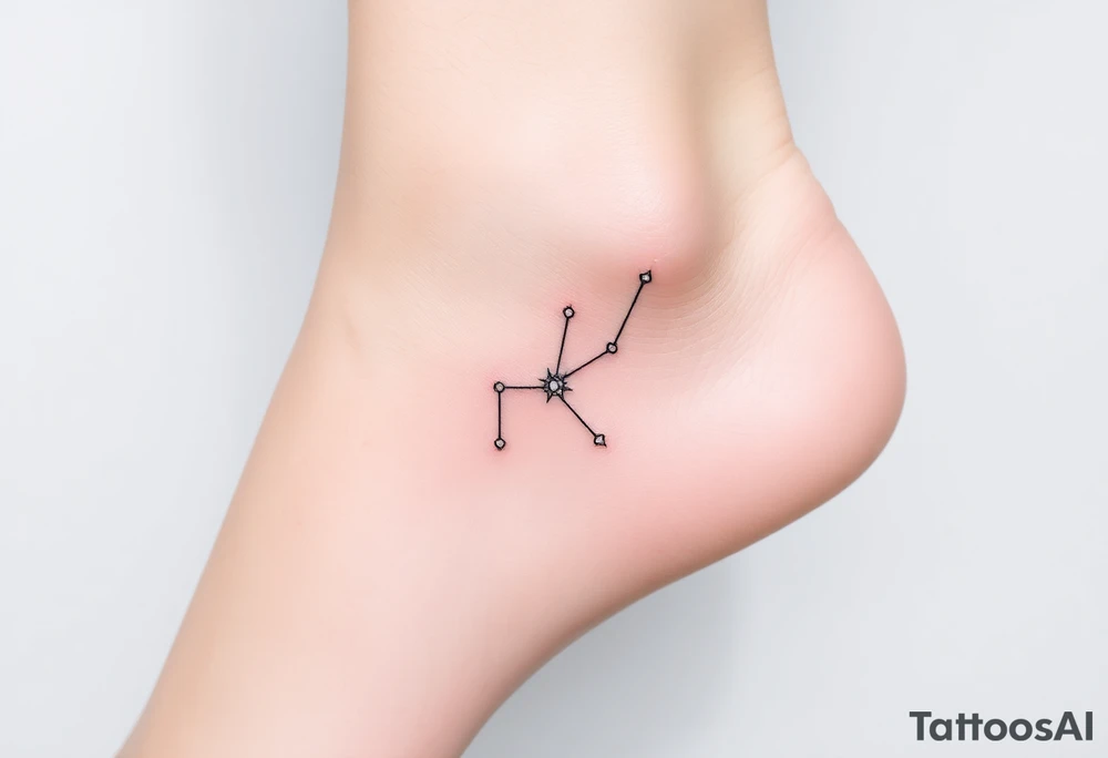 A delicate Virgo constellation in fine-line style, with soft white and silver stardust scattered around tattoo idea