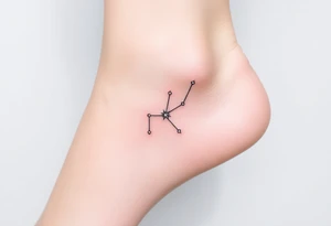 A delicate Virgo constellation in fine-line style, with soft white and silver stardust scattered around tattoo idea