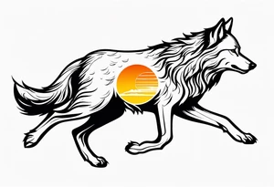 strength, small, running young wolf, elegant, armenian, sun, lenghty tattoo idea