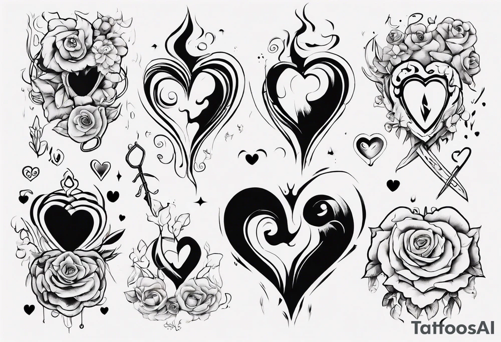 “through thick and thin” with a heart tattoo idea