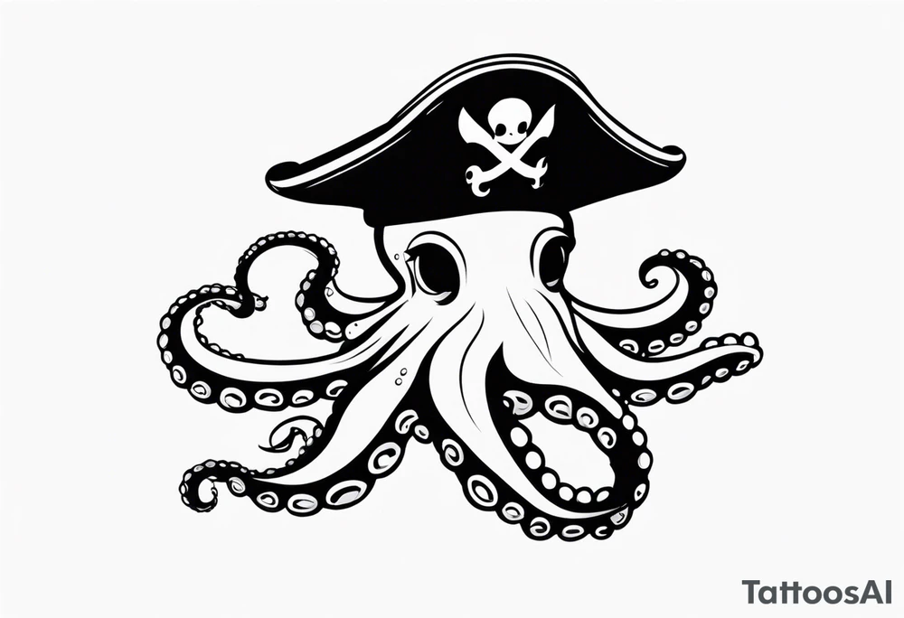 octopus wearing a pirate hat tattoo idea