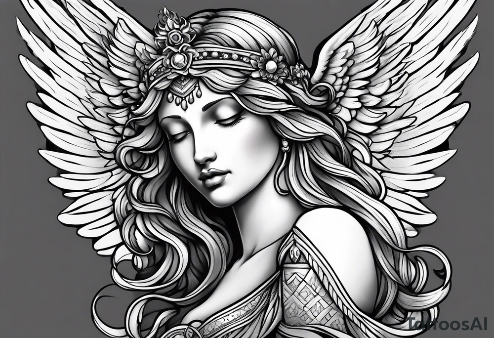 Angel with prayer hands tattoo idea