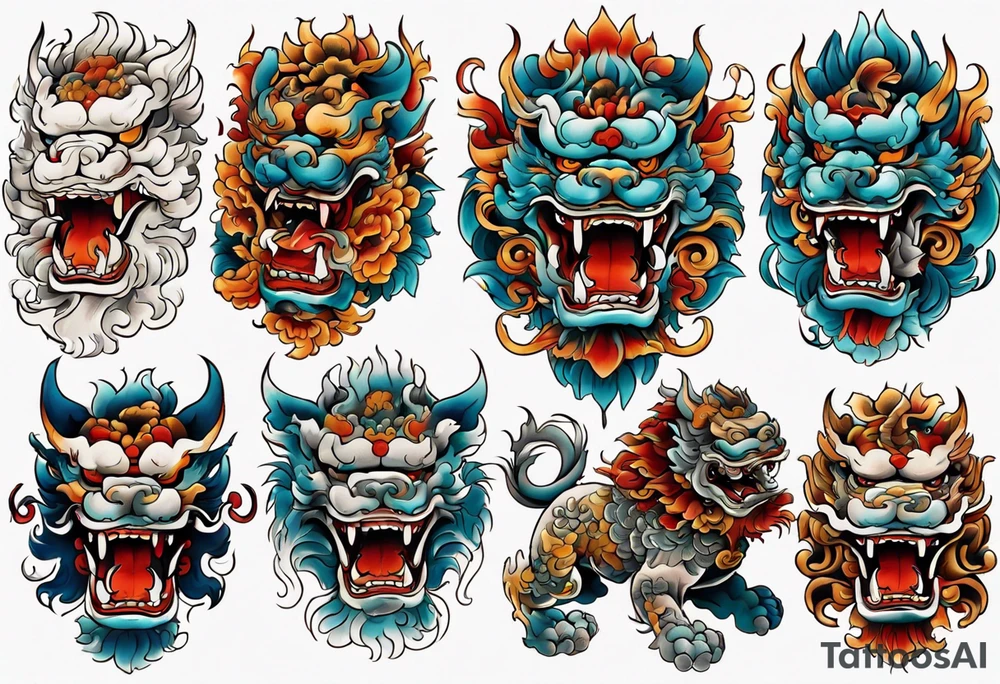 Foo dog full body tattoo idea