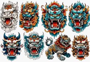 Foo dog full body tattoo idea