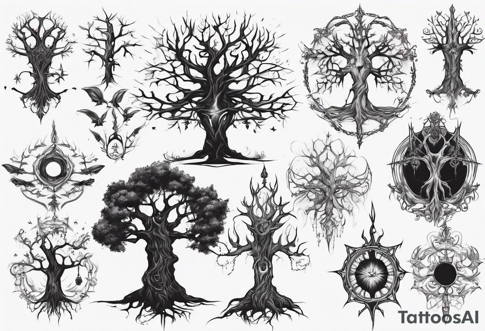 Gothic tree tattoo idea