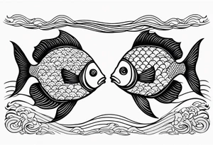 Two coi fish swimming to eachother tattoo idea