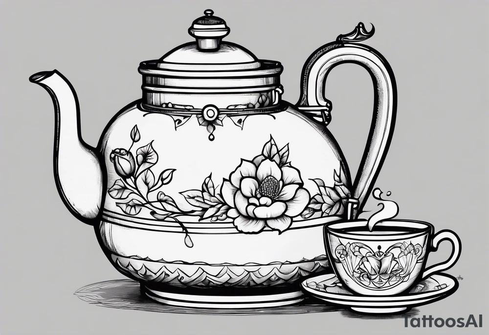 vintage tea kettle tattoo idea