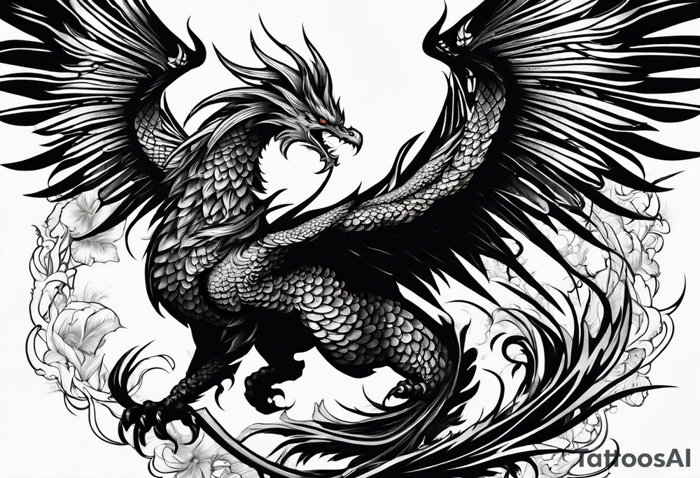 phoenix fighting a 
 dragon tattoo idea