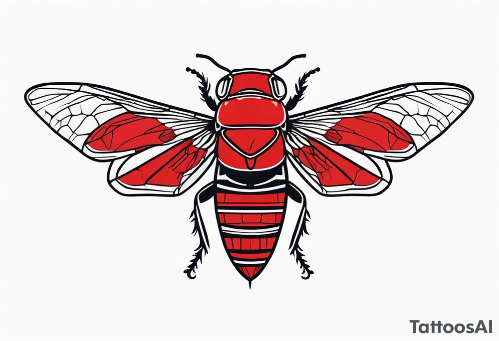 cicada with red background tattoo idea