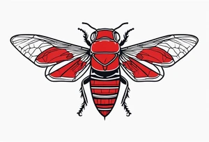cicada with red background tattoo idea