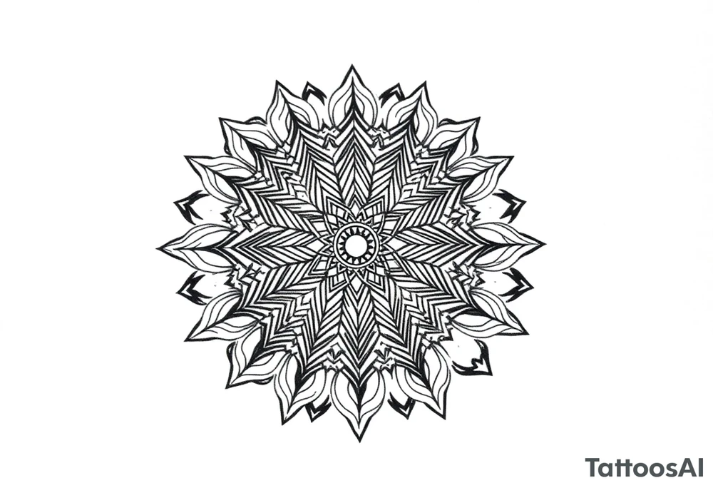 intricate mandala with sacred geometry and cosmic elements tattoo idea