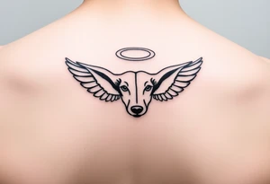 Dachshund ears with wings and halo tattoo idea