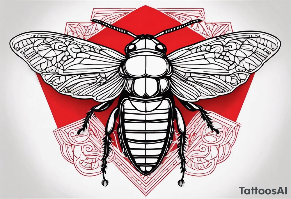 cicada on top of red background tattoo idea