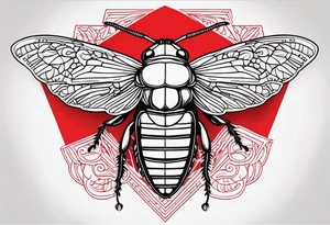 cicada on top of red background tattoo idea
