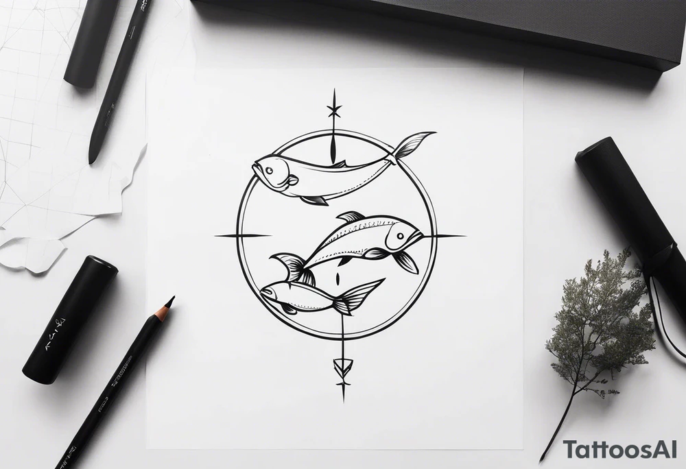 pisces tattoo with a maculine touch tattoo idea