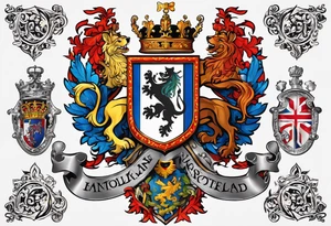 Merge the heraldic elements of england, northern ireland, ireland, scotland, wales, germany, croatia, serbia, slovakia, slovenia, and czech republic. tattoo idea