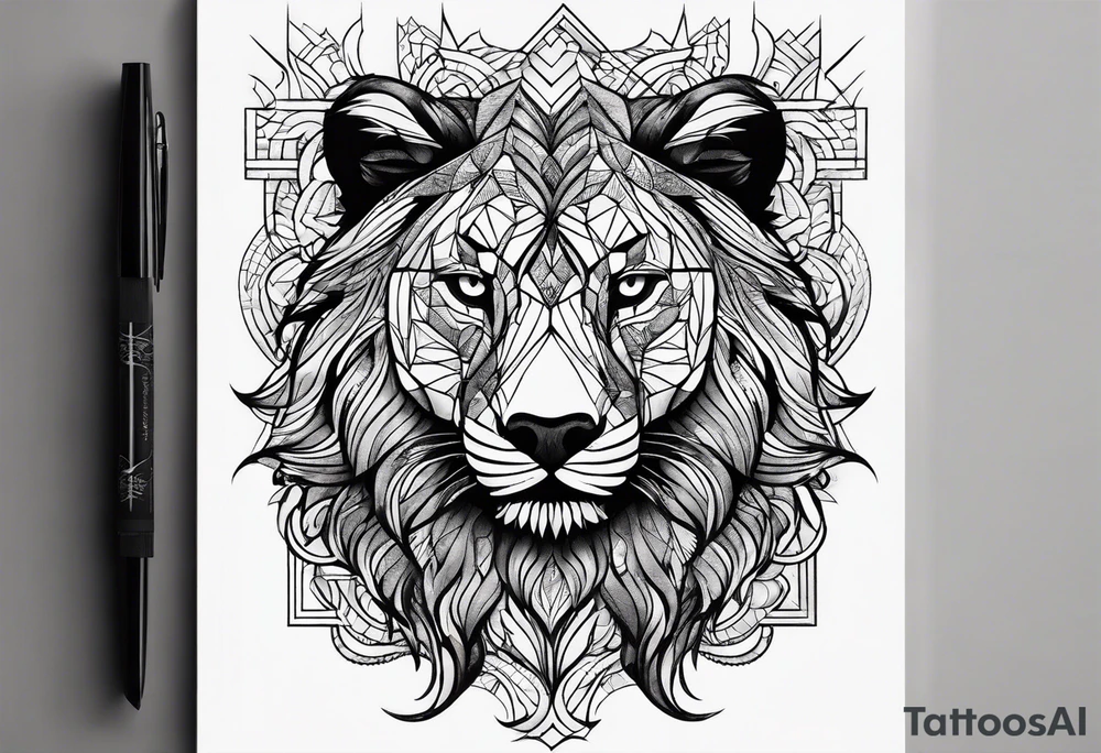Wald silhouette mit Geometric Muster im Hintergrund tattoo idea