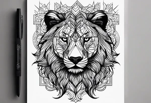 Wald silhouette mit Geometric Muster im Hintergrund tattoo idea