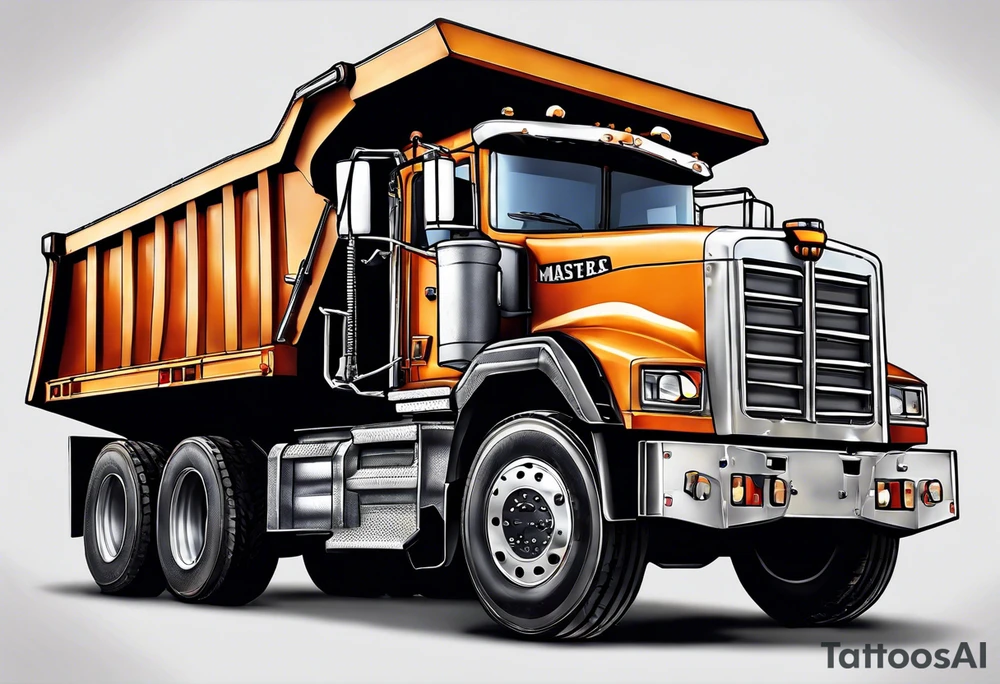 Realistic tattoo of a Dump truck on a forearm tattoo idea