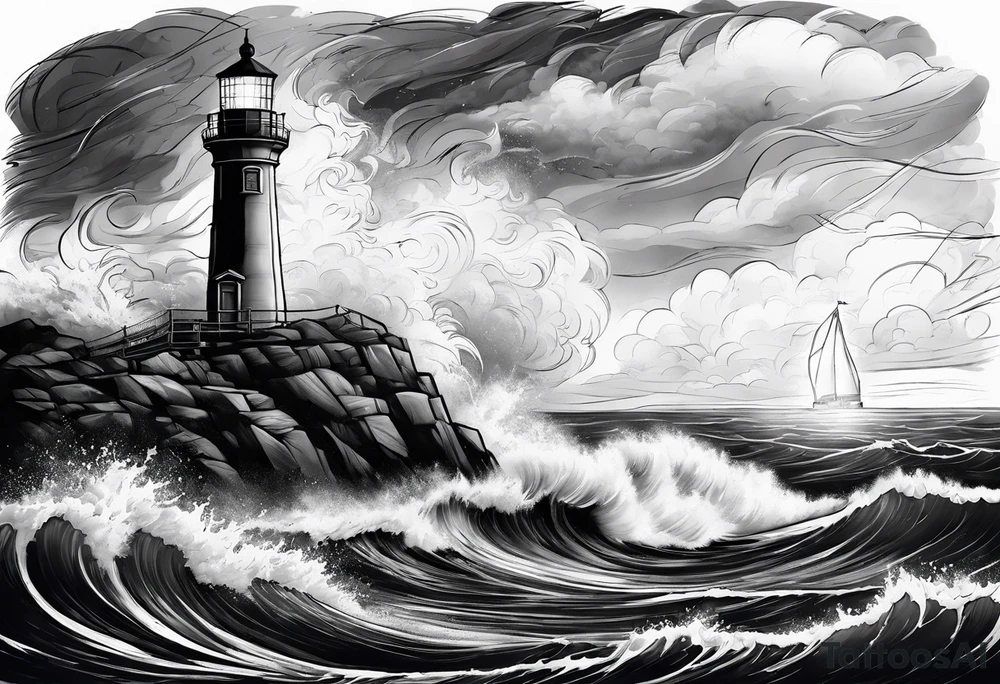 lighthouse in a storm tattoo idea