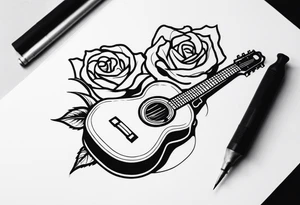 a rose, a wrench, and an acoustic guitar tattoo idea