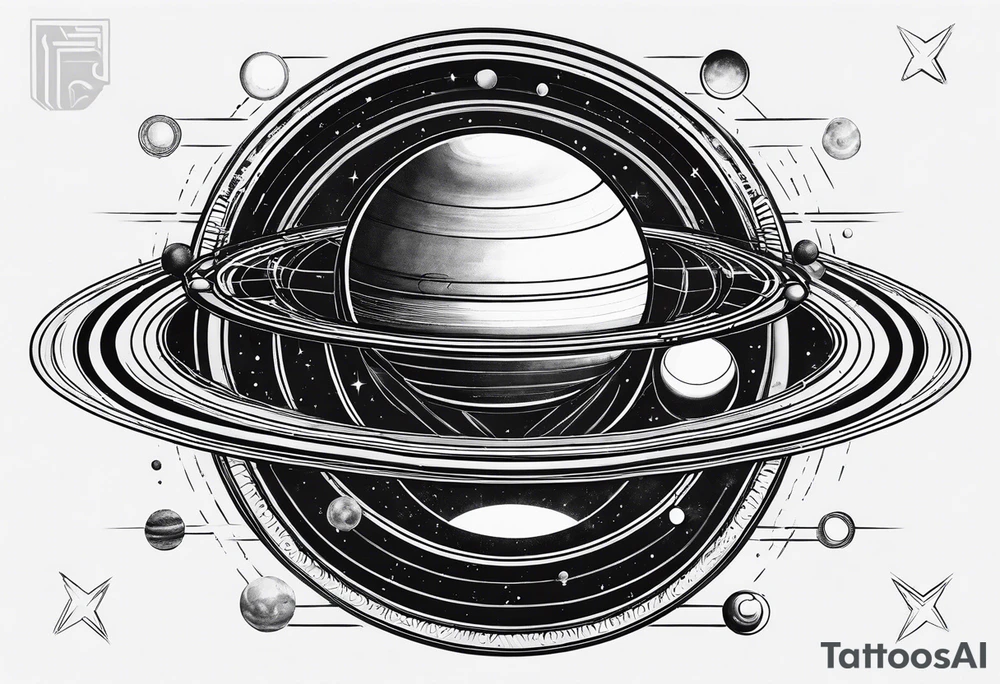 a geometric representation of saturn tattoo idea