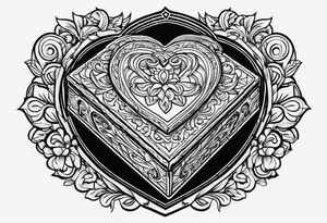 A simple vintage cigar box with a heart on it tattoo idea