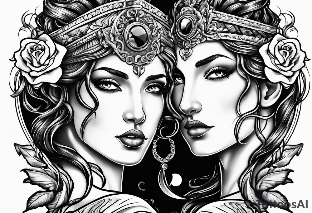 Medusa and persephone as lesbian lovers tattoo idea