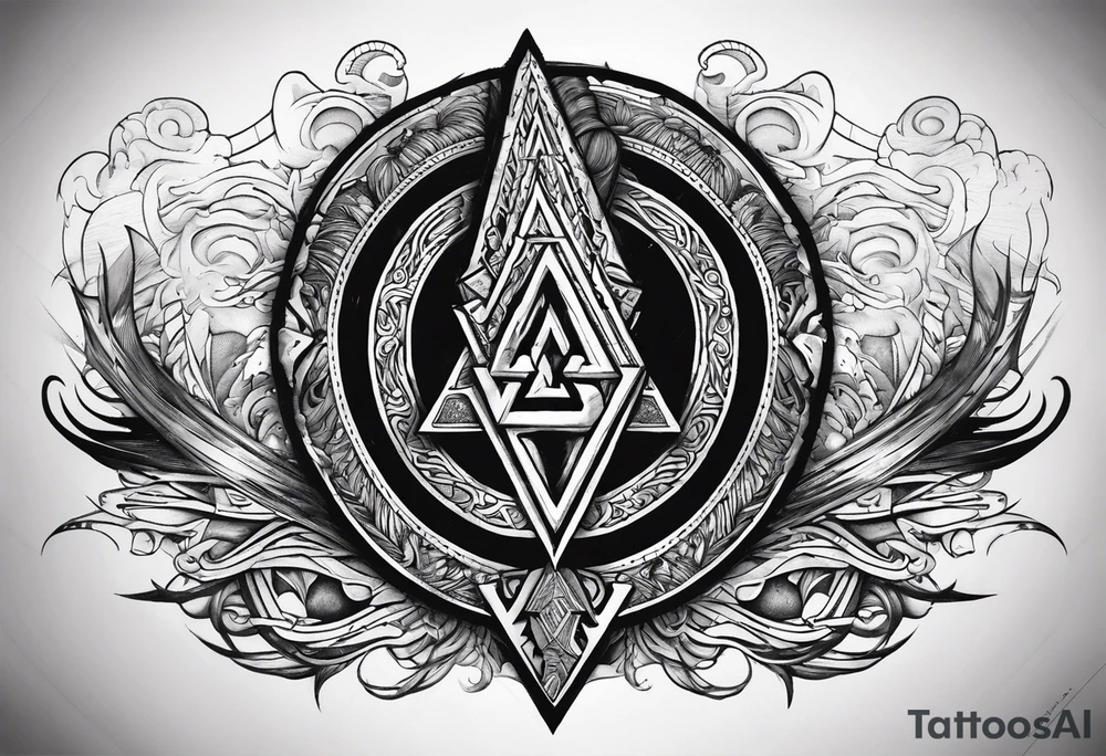 Valhalla  sword shield axe Valknut fog tattoo idea