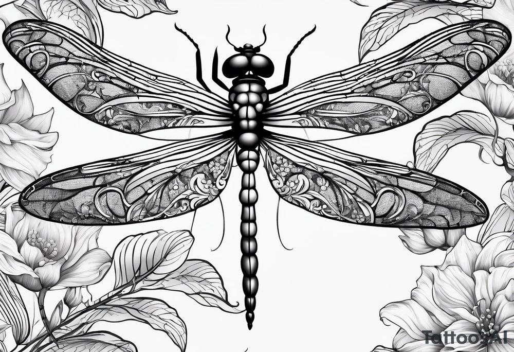 Wrap around vine with dragonfly tattoo idea