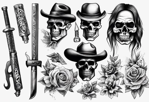 realistic chicano
weapons and gangsters tattoo idea