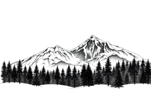 forest mountains under the northen lights tattoo idea