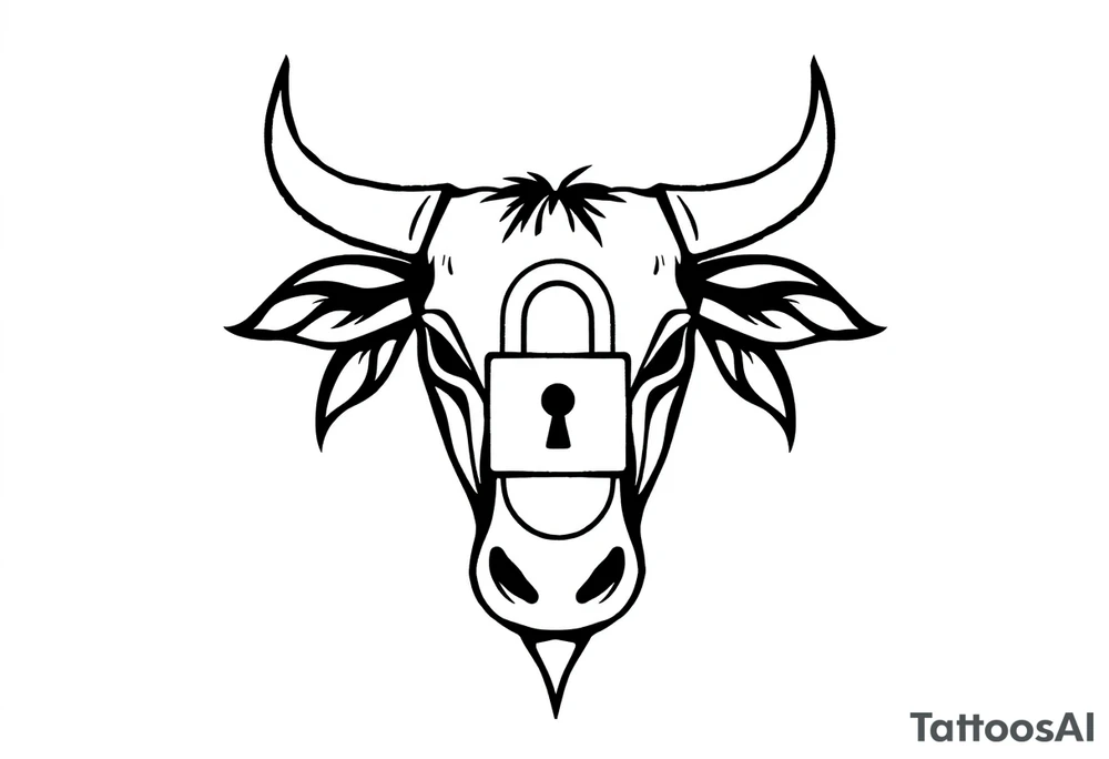 Bull symbol with lock symbol tattoo idea