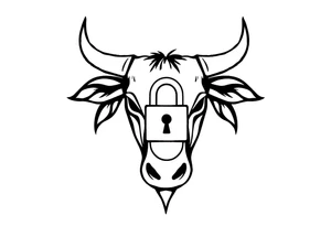 Bull symbol with lock symbol tattoo idea