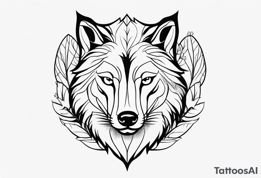 Lobo com uma rosa azul atravessada no olho direito tattoo idea