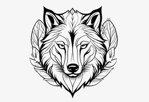 Lobo com uma rosa azul atravessada no olho direito tattoo idea