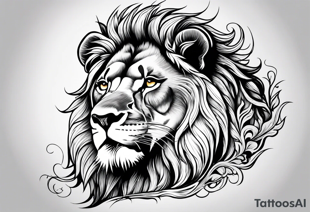 realistic laying lion tattoo idea