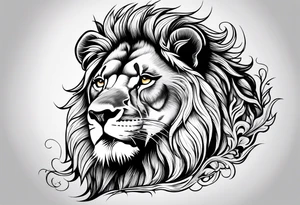 realistic laying lion tattoo idea