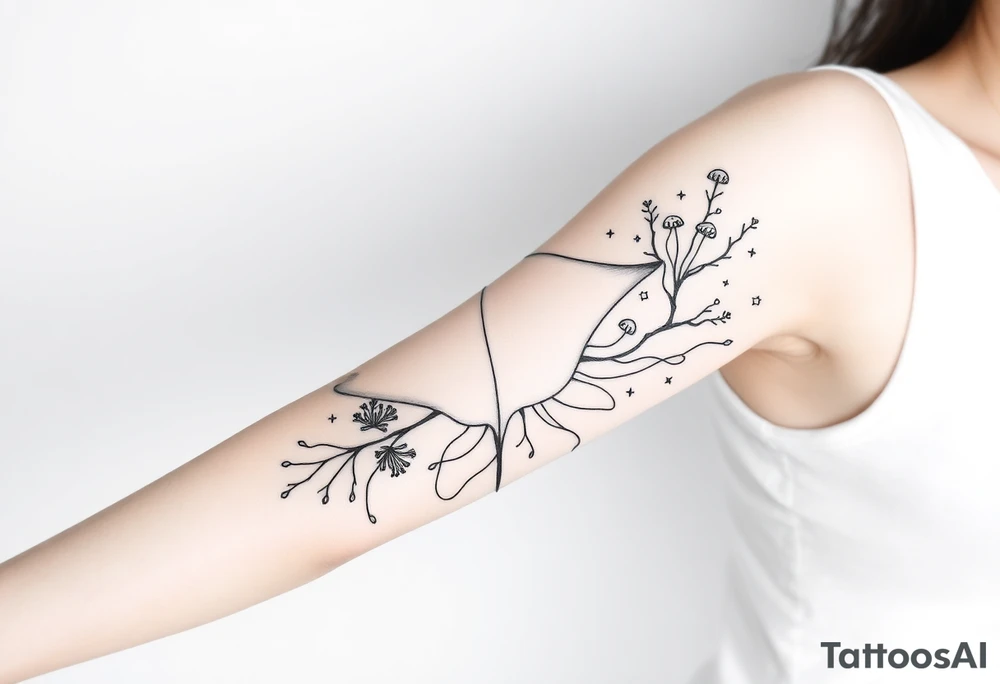 stingray, coral, jellyfish tattoo idea